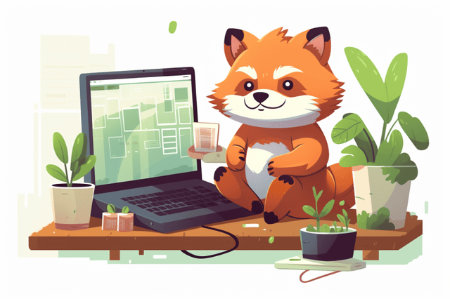 Red panda at desk