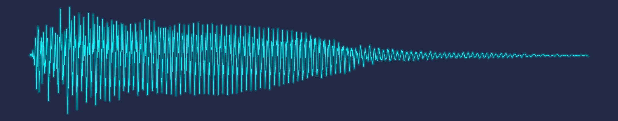 piano note waveform showing amplitude decay over time